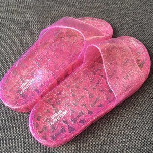 New! Urban Outfitters Jelly Pink Glitter Slides, 7